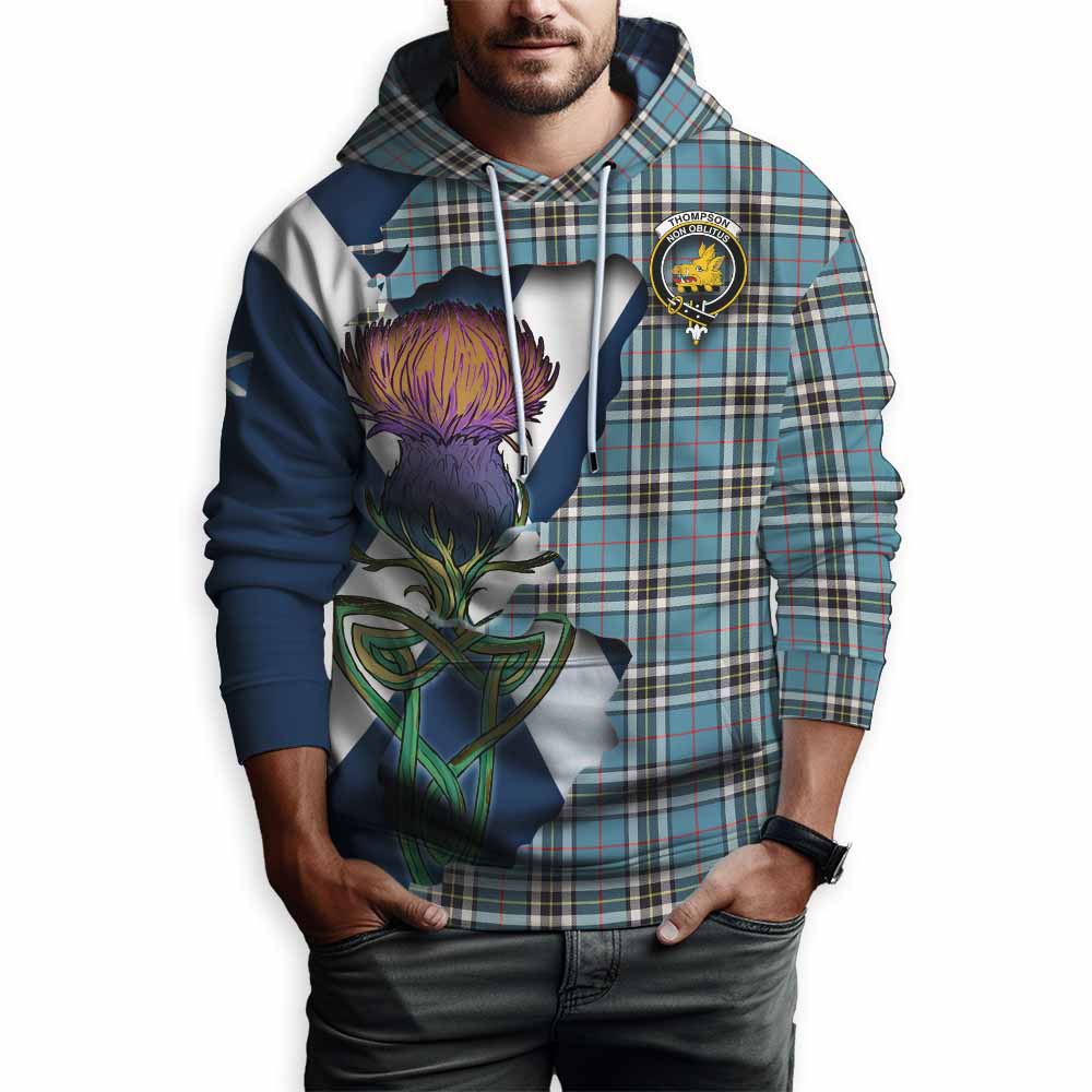 Thompson (Thomson) Tartan Family Crest Hoodie Scottish Thistle Celtic Inspired Pullover Hoodie - Tartan Vibes Clothing