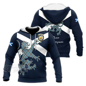 Thompson (Thomson) Tartan Lion Rampant Knitted Hoodie Proudly Display Your Heritage with Alba Gu Brath and Clan Name Unisex Knitted Pullover Hoodie - Tartan Vibes Clothing