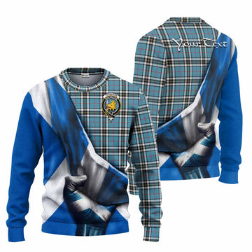 Thompson (Thomson) Tartan Knitted Sweater with Family Crest Scotland Patriotic Style Unisex - Tartan Vibes Clothing