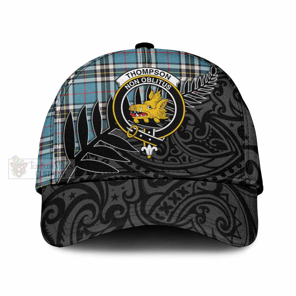 Tartan Vibes Clothing Thompson (Thomson) Tartan Classic Cap with New Zealand Silver Fern Half Style