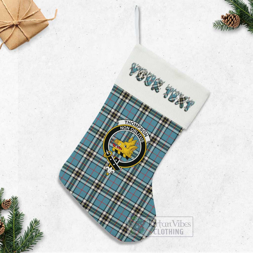 Thompson (Thomson) Tartan Family Crest Christmas Stocking with Personalized Text - Tartan Vibes Clothing