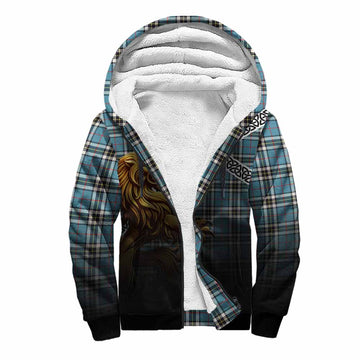 Thompson (Thomson) Crest Tartan Sherpa Hoodie with Golden Lion Emblem Celtic Style Unisex S - Tartan Vibes Clothing