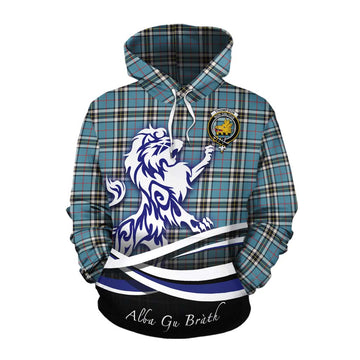 Thompson (Thomson) Tartan Cotton Hoodie with Alba Gu Brath Regal Lion Emblem Pullover Hoodie XS - Tartan Vibes Clothing