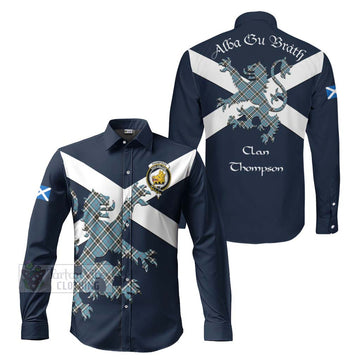 Thompson (Thomson) Tartan Lion Rampant Long Sleeve Button Shirt Proudly Display Your Heritage with Alba Gu Brath and Clan Name Men's Shirt S - Tartan Vibes Clothing