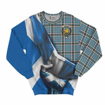 Thompson (Thomson) Tartan Sweatshirt with Family Crest Scotland Patriotic Style Unisex - Tartan Vibes Clothing
