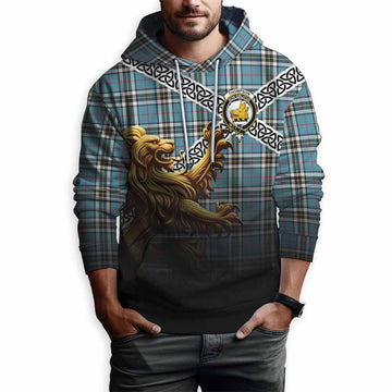 Thompson (Thomson) Crest Tartan Hoodie with Golden Lion Emblem Celtic Style Pullover Hoodie - Tartan Vibes Clothing