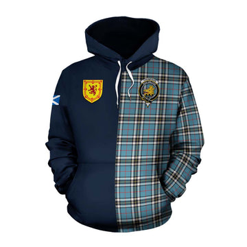 Thompson (Thomson) Tartan Cotton Hoodie Alba with Scottish Lion Royal Arm Half Style Pullover Hoodie XS - Tartan Vibes Clothing