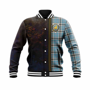 Thompson (Thomson) Tartan Family Crest Baseball Jacket Alba Gu Brath Be Brave Lion Ancient Style Unisex - Tartan Vibes Clothing
