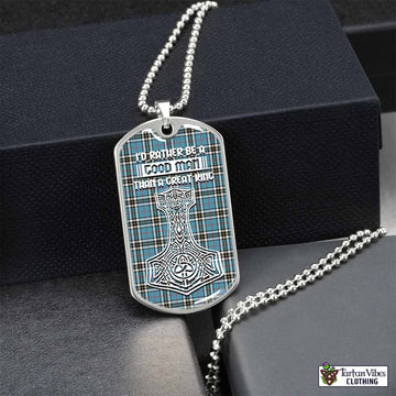 Thompson (Thomson) Tartan Dog Tag Necklace Viking Mjolnir Style Silver No - Tartan Vibes Clothing