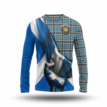 Thompson (Thomson) Tartan Long Sleeve T-Shirt with Family Crest Scotland Patriotic Style Unisex - Tartan Vibes Clothing