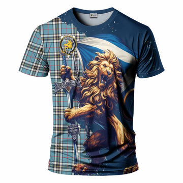 Thompson (Thomson) Tartan Family Crest T-Shirt with Scottish Majestic Lion Kid's Shirt - Tartan Vibes Clothing