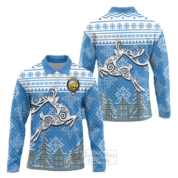 Thompson (Thomson) Clan Christmas Long Sleeve Polo Shirt Celtic Reindeer Style Unisex - Tartan Vibes Clothing