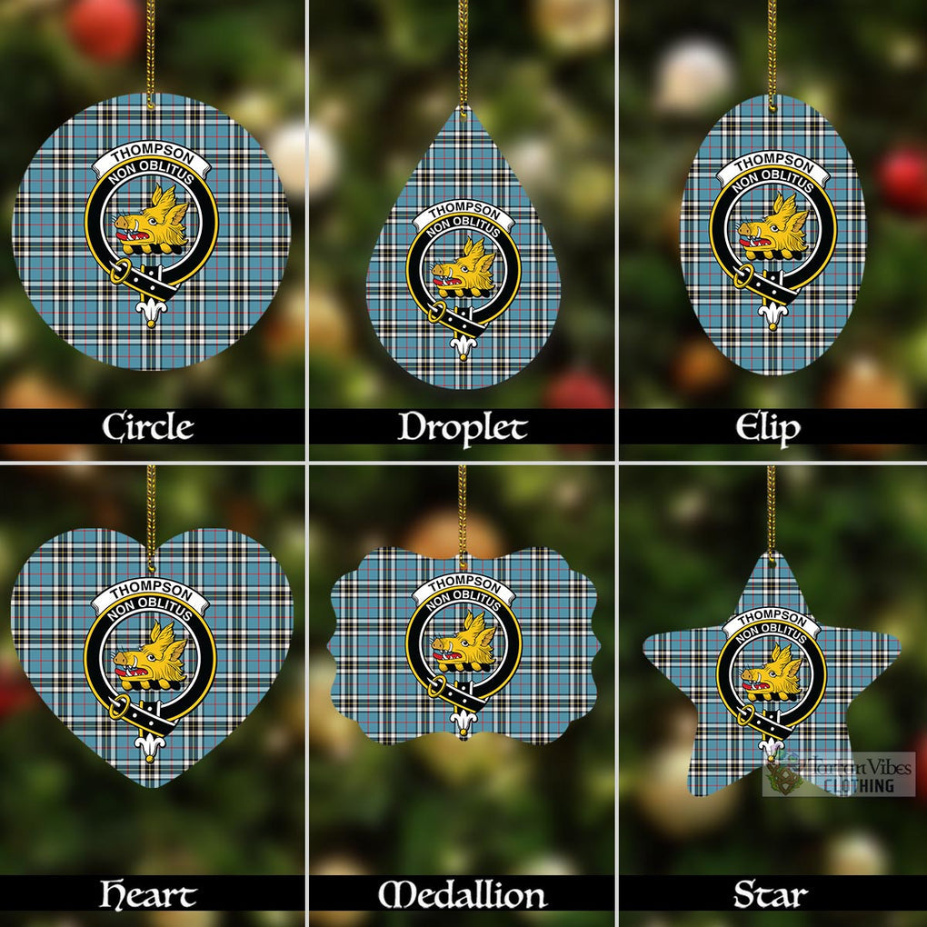 Tartan Vibes Clothing Thompson (Thomson) Tartan Christmas Aluminium Ornament with Family Crest