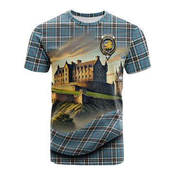 Thompson (Thomson) Tartan Family Crest Cotton T-shirt with Scottish Ancient Castle Style Kid's Shirt - Tartan Vibes Clothing