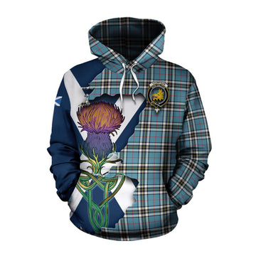 Thompson (Thomson) Tartan Family Crest Cotton Hoodie Scottish Thistle Celtic Inspired Pullover Hoodie XS - Tartan Vibes Clothing