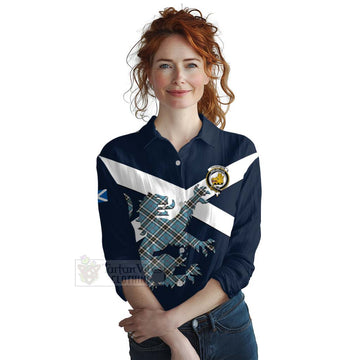 Thompson (Thomson) Tartan Lion Rampant Women's Casual Shirt Proudly Display Your Heritage with Alba Gu Brath and Clan Name Female - Tartan Vibes Clothing