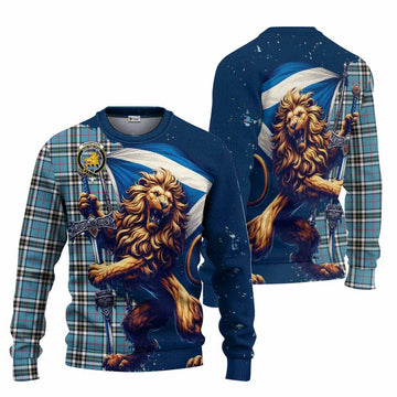 Thompson (Thomson) Tartan Family Crest Knitted Sweater with Scottish Majestic Lion Unisex - Tartan Vibes Clothing