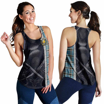 Thompson (Thomson) Tartan Women's Racerback Tanks with Family Crest Cross Sword Thistle Celtic Vibes 4XL - Tartan Vibes Clothing