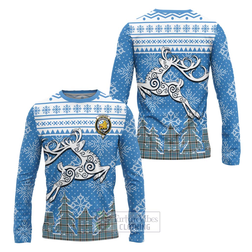Thompson (Thomson) Clan Christmas Long Sleeve T-Shirt Celtic Reindeer Style Unisex - Tartan Vibes Clothing