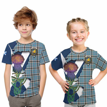 Thompson (Thomson) Tartan Family Crest Kid T-Shirt Scottish Thistle Celtic Inspired Youth XL Size14 - Tartan Vibes Clothing