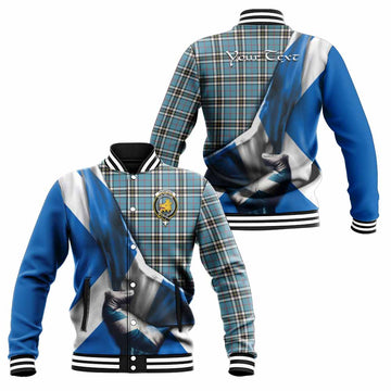 Thompson (Thomson) Tartan Baseball Jacket with Family Crest Scotland Patriotic Style Unisex - Tartan Vibes Clothing