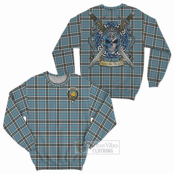 Thompson (Thomson) Tartan Sweatshirt with Family Crest Celtic Skull Style Unisex - Tartan Vibes Clothing