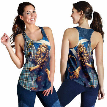 Thompson (Thomson) Tartan Family Crest Women's Racerback Tanks with Scottish Majestic Lion 4XL - Tartan Vibes Clothing