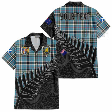 Thompson (Thomson) Crest Tartan Hawaiian Shirt with New Zealand Silver Fern Half Style Kid - Tartan Vibes Clothing