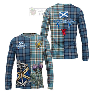 Thompson (Thomson) Tartan Long Sleeve T-Shirt Happy St. Andrew's Day Half Tartan Style Unisex - Tartan Vibes Clothing