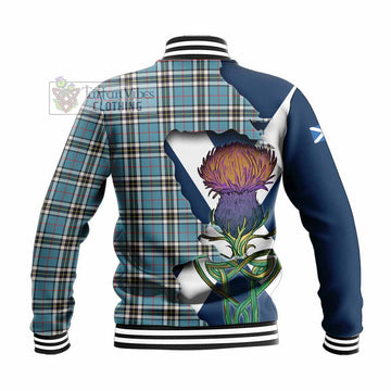 Thompson (Thomson) Tartan Family Crest Baseball Jacket Scottish Thistle Celtic Inspired - Tartan Vibes Clothing