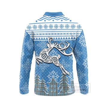 Thompson (Thomson) Clan Christmas Long Sleeve Polo Shirt Celtic Reindeer Style - Tartan Vibes Clothing