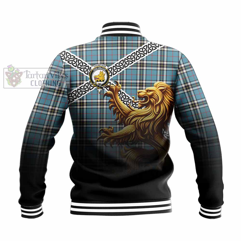 Thompson (Thomson) Crest Tartan Baseball Jacket with Golden Lion Emblem Celtic Style - Tartan Vibes Clothing
