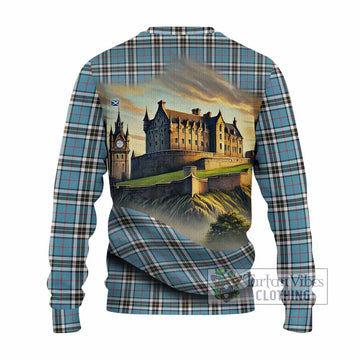 Thompson (Thomson) Tartan Family Crest Knitted Sweater with Scottish Ancient Castle Style - Tartan Vibes Clothing