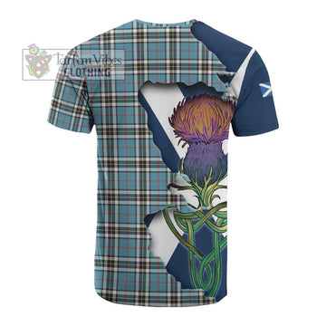 Thompson (Thomson) Tartan Family Crest Cotton T-shirt Scottish Thistle Celtic Inspired - Tartan Vibes Clothing