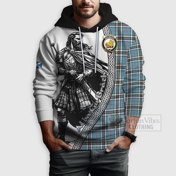 Thompson (Thomson) Tartan Clan Crest Hoodie with Highlander Warrior Celtic Style - Tartan Vibes Clothing