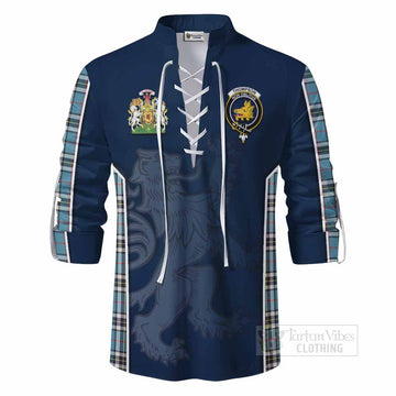 Thompson (Thomson) Tartan Ghillie Kilt Shirt with Family Crest and Lion Rampant Vibes Sport Style - Tartan Vibes Clothing
