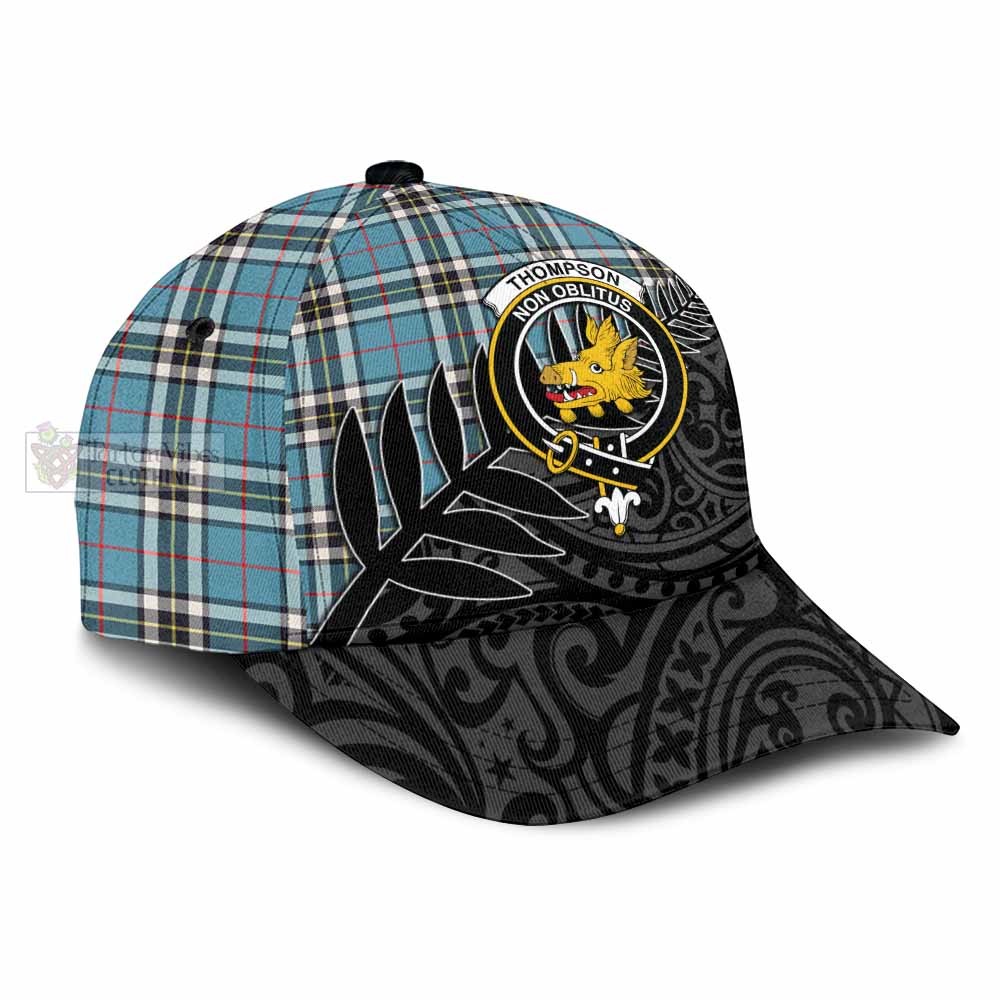 Tartan Vibes Clothing Thompson (Thomson) Tartan Classic Cap with New Zealand Silver Fern Half Style