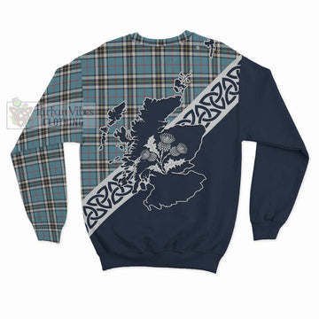 Thompson (Thomson) Tartan Sweatshirt Featuring Thistle and Scotland Map - Tartan Vibes Clothing