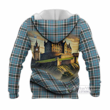 Thompson (Thomson) Tartan Family Crest Knitted Hoodie with Scottish Ancient Castle Style - Tartan Vibes Clothing
