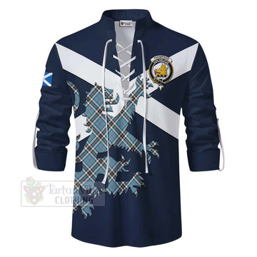 Thompson (Thomson) Tartan Lion Rampant Ghillie Kilt Shirt Proudly Display Your Heritage with Alba Gu Brath and Clan Name - Tartan Vibes Clothing