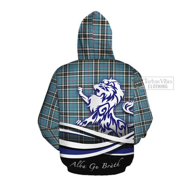 Thompson (Thomson) Tartan Cotton Hoodie with Alba Gu Brath Regal Lion Emblem Pullover Hoodie - Tartan Vibes Clothing