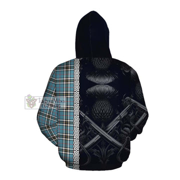 Thompson (Thomson) Tartan Cotton Hoodie with Family Crest Cross Sword Thistle Celtic Vibes Pullover Hoodie - Tartan Vibes Clothing