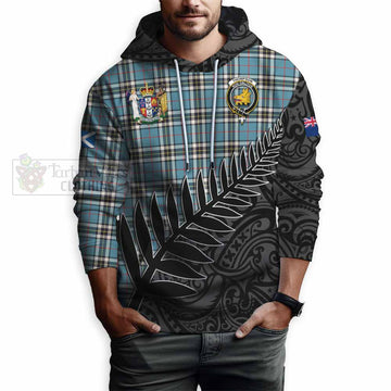 Thompson (Thomson) Crest Tartan Hoodie with New Zealand Silver Fern Half Style - Tartan Vibes Clothing