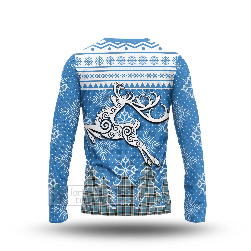 Thompson (Thomson) Clan Christmas Long Sleeve T-Shirt Celtic Reindeer Style - Tartan Vibes Clothing