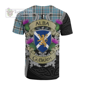 Thompson (Thomson) Tartan Family Crest Cotton T-shirt Lion Rampant Royal Thistle Shield Celtic Inspired - Tartan Vibes Clothing