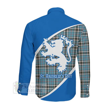 Thompson (Thomson) Family Crest Tartan Long Sleeve Button Shirt Celebrate Saint Andrew's Day in Style Men's Shirt - Tartan Vibes Clothing