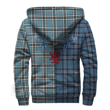 Thompson (Thomson) Tartan Sherpa Hoodie Happy St. Andrew's Day Half Tartan Style - Tartan Vibes Clothing