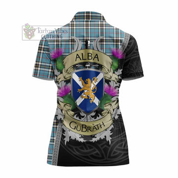 Thompson (Thomson) Tartan Family Crest Women's Polo Shirt Lion Rampant Royal Thistle Shield Celtic Inspired - Tartan Vibes Clothing