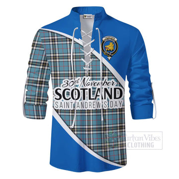Thompson (Thomson) Family Crest Tartan Ghillie Kilt Shirt Celebrate Saint Andrew's Day in Style - Tartan Vibes Clothing