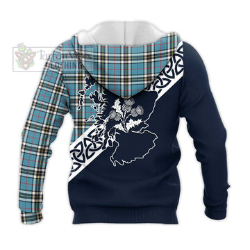 Thompson (Thomson) Tartan Knitted Hoodie Featuring Thistle and Scotland Map - Tartan Vibes Clothing
